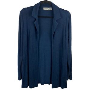 Chicos Travelers Navy Blue Open Front Longline Slinky Cardigan Small